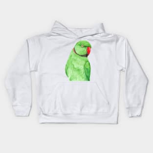 Rose-ringed parakeet or ring-necked parrots watercolor - bird painting Kids Hoodie